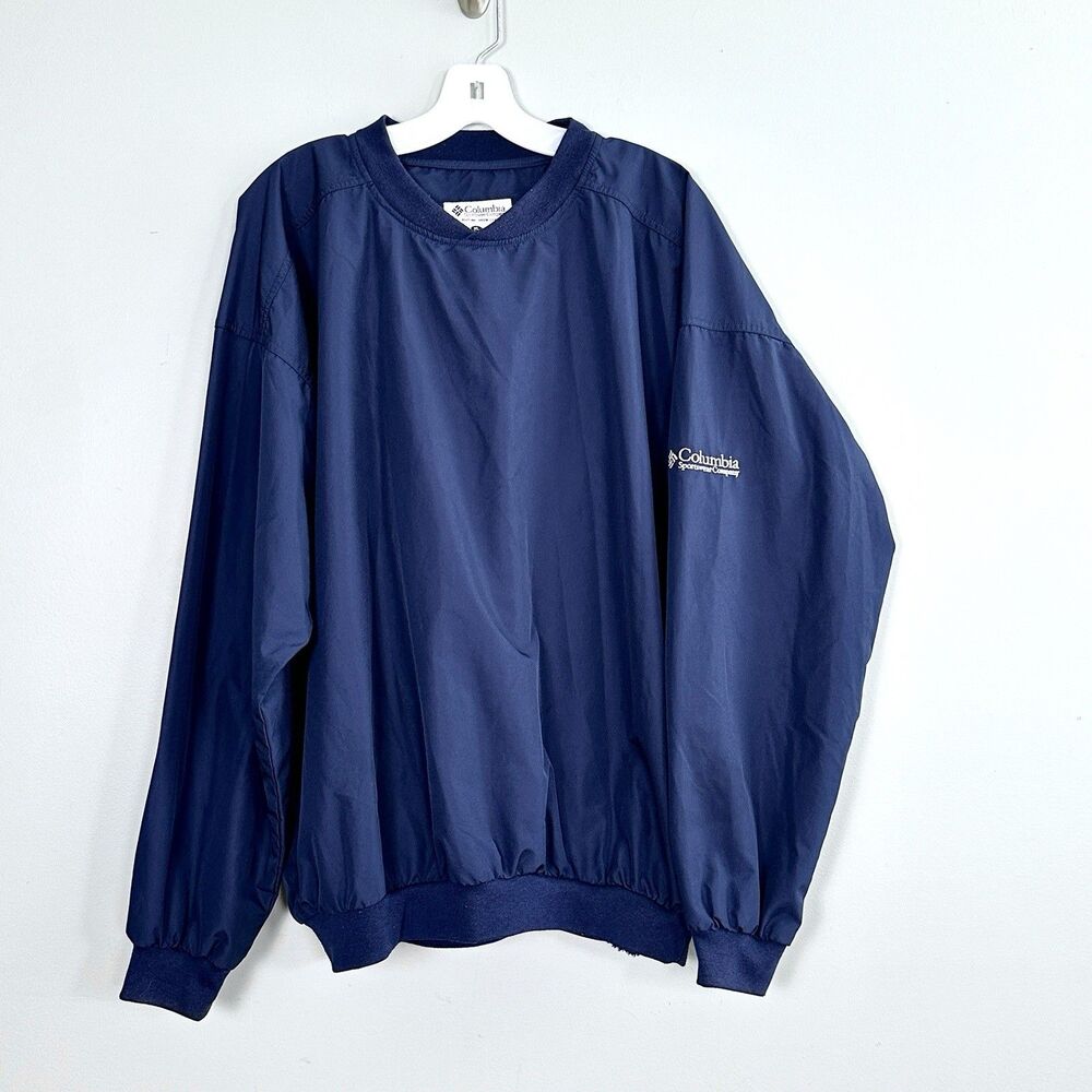Columbia Pullover Windbreaker Mens XL Blue Packable Lightweight Golf